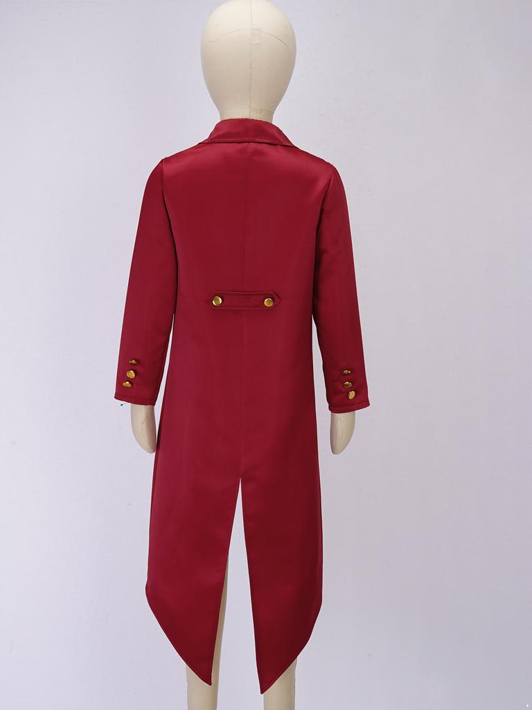 Дети Мальчики Девочки Хэллоуин Косплей Клоун Фокусник Костюм Фрак Смокинг Средневековый Ренессанс Стимпанк Поддельный Двухсекционный Дизайн