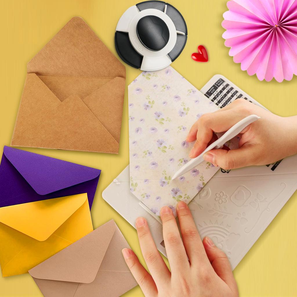 Scoring Board Envelop Making Kit Maker Cutter Board Stylus Tool Corner Puncher Rounder Tab Planner Puncher Craft Paper Cutter