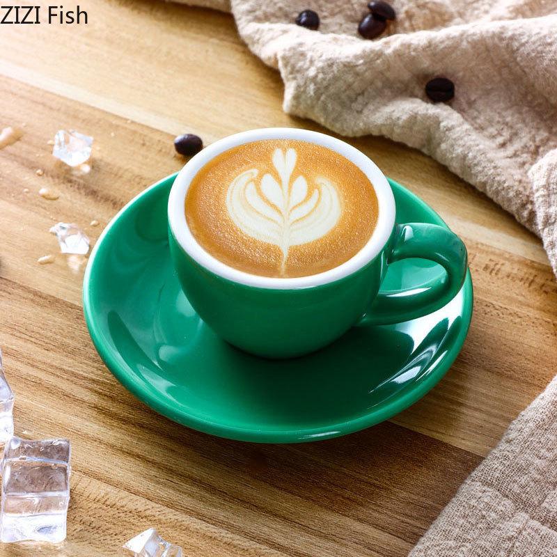 75 мл Мини керамическая кружка для завтрака, молочная чашка для итальянского ресторана отеля, чашка для эспрессо, набор блюдец для домашнего декора, кухонные принадлежности, посуда для питья