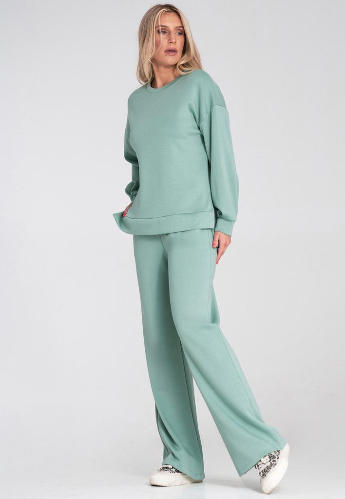 Bluza Damska Bez Kaptura - Asymetryczna Bluza Damska - Miętowa M1203 R. S/M
