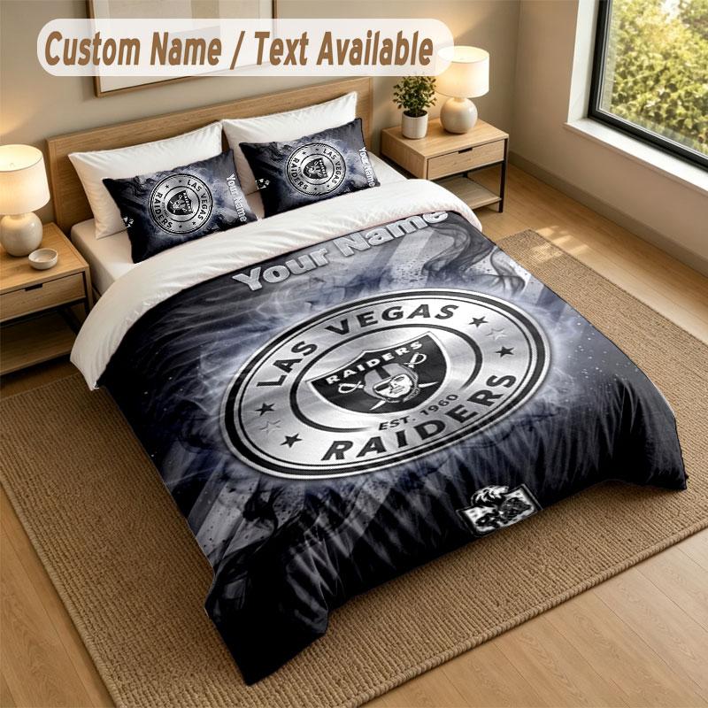 Bedding Set 1 Duvet Cover 2 Pillowcases Las Vegas Raiders Print Soft Bed Linen Bedroom Decor