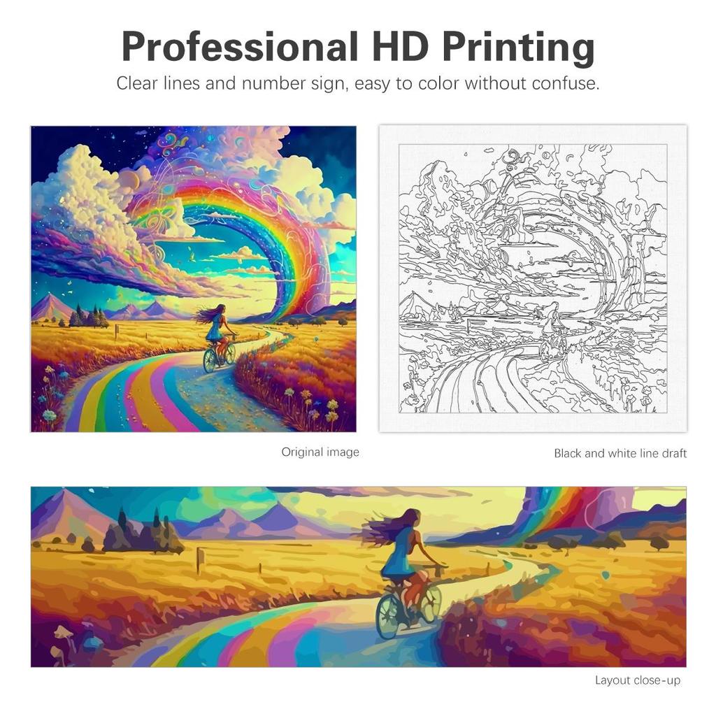 Frame Painting By Numbers For Adults Beginner Kits Rainbow Landscape Wall Art Picture With Numbers For Home Decors 40x40