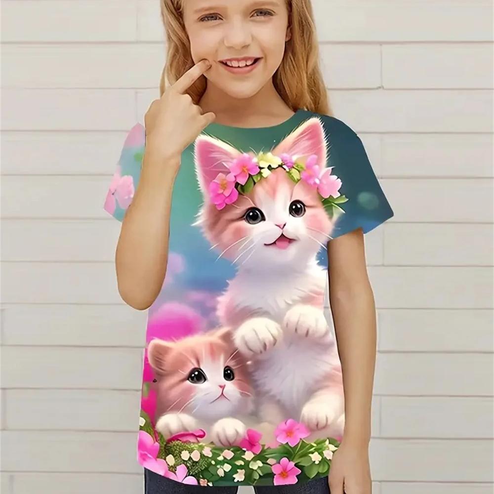 Милая футболка с короткими рукавами и принтом медведя из мультфильма, повседневные футболки для девочек, летняя одежда, подарок