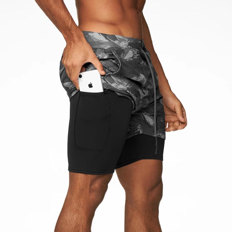 Men's Quick-Dry Double-Layer Breathable Sports Shorts for Squatting, Jogging, and Basketball