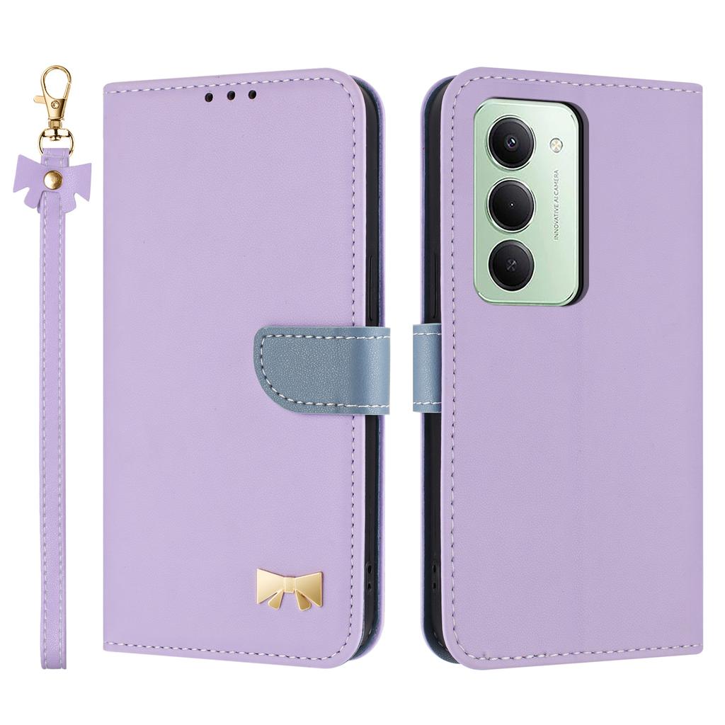 For Xiaomi Redmi 15 4G (EU) (171mm) Case Bowknot Decor Wallet Leather Phone Cover with Wrist Strap