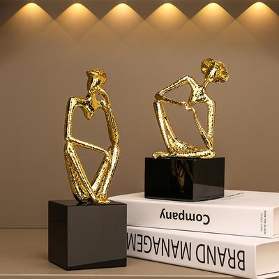 Металлическая Фигурка Скульптура Человек в Золотой Шляпе Мыслитель Искусственный Персонаж Декоративные Фигурки Аксессуары для Украшения Дома