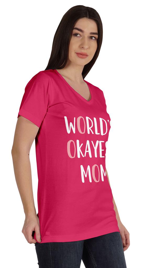 Inkmeso World  S Okayest Mom Graphic Tshirt Short Sleeve Mother  S Day Gift