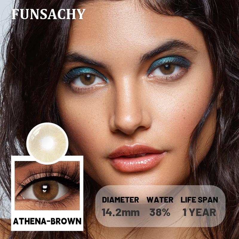FUNSACHY 2pcs New Colored Lenses for Eyes Black Pupil Natural Contact Lenses Brown Gray Colorful Cosmetic Lens Fast Shipping