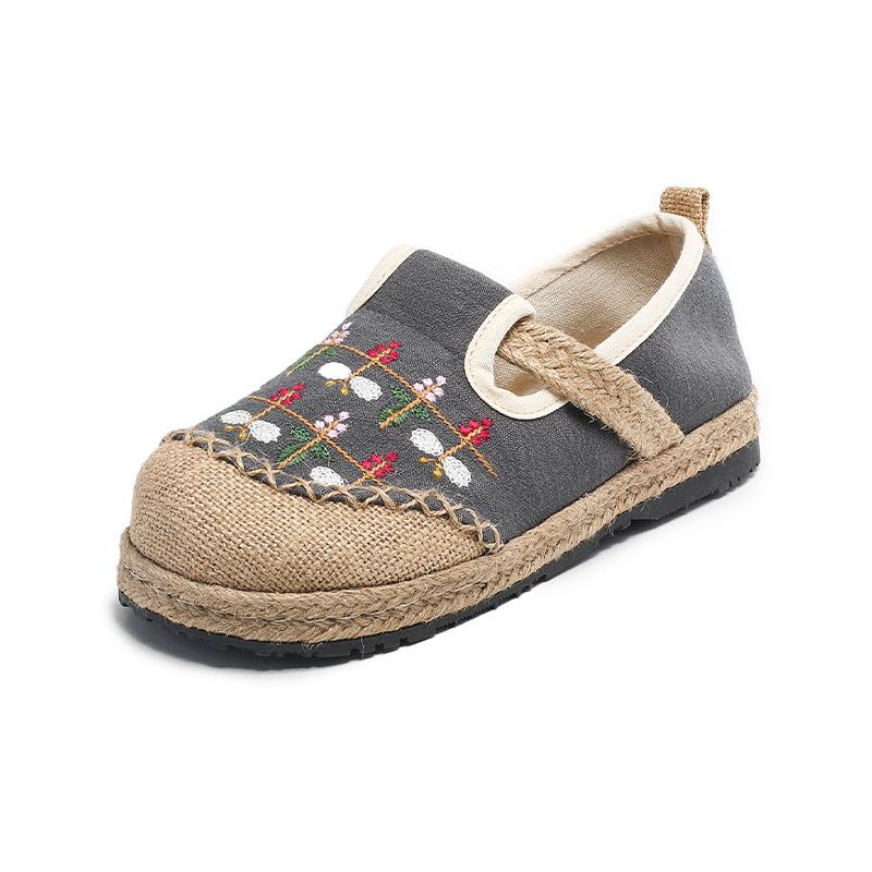 Женские удобные дышащие туфли без застежек с круглым носком, вышитые туфли на плоской подошве из хлопка и льна в этническом стиле, весна-лето