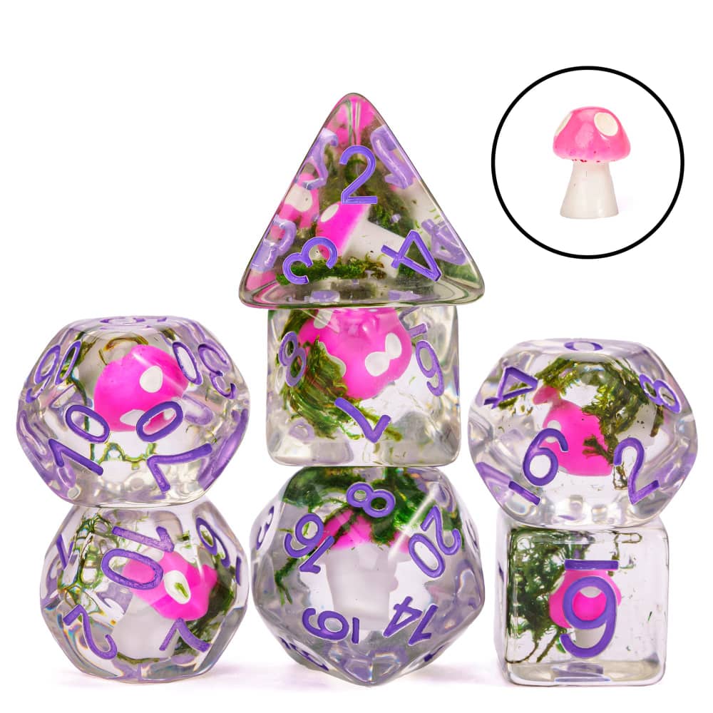 Cusdie Милый набор кубиков-грибочков D&D 7 шт. D4 D6 D8 D10 D% D12 D20 DND Многогранные кубики для Ролевой игры Настольных игр TRPG