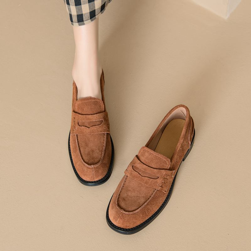 Krazing Pot Туфли-лодочки из натуральной кожи с круглым носком на низком каблуке, женские туфли-оксфорды без застежек, винтажные туфли-лодочки