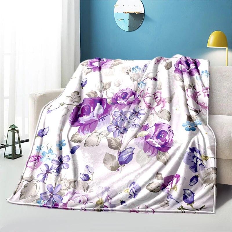 Мягкий плюшевый диван-кровать с цветком розы, тонкие одеяла для пикника с героями мультфильмов, современное фланелевое одеяло Gedruckt Bettdecke Geschenk
