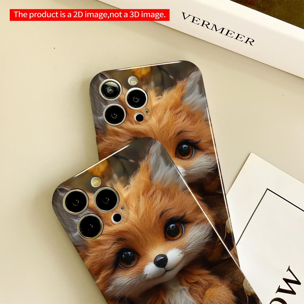 2DFlat Adorable Fox in Autumn Leaves Phone Case All inclusive film hard phone case, compatible with iPhone 18 Pro Max 17 16 15 14 13 12 11
