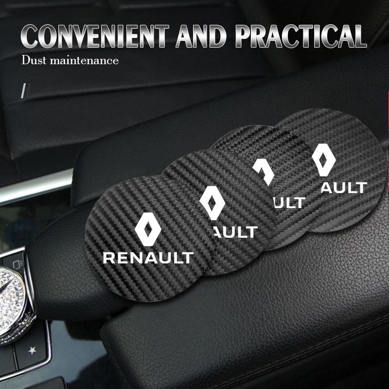 For Renault 2026 New Hub Caps For Renault Megane 2 3 4 Twingo Clio Talisman Captur Trafic Kwid Car Carbon Fiber Textured Coaster