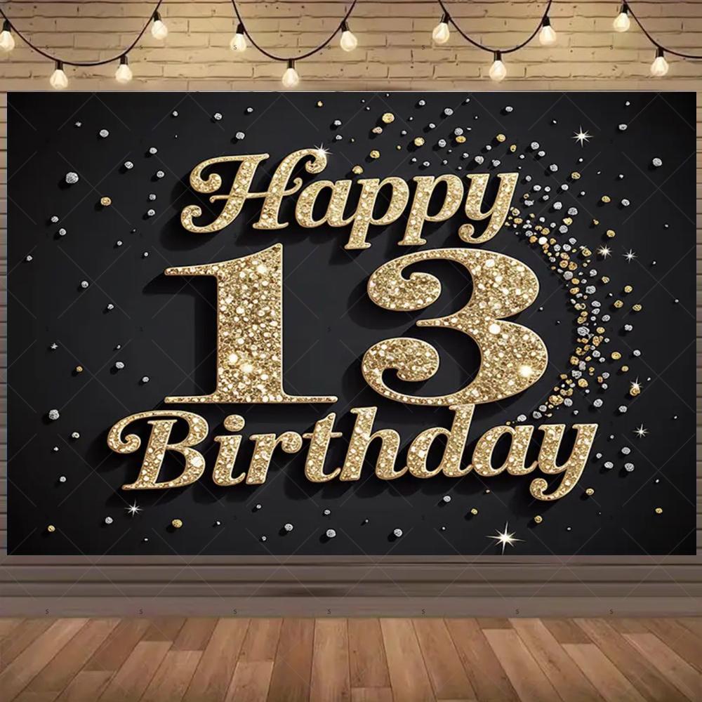 13th Birthday Partys Decoration Backgound Surprise Colorful Glitter Balloon Child Gift Banner Family Photography Props Backdrop