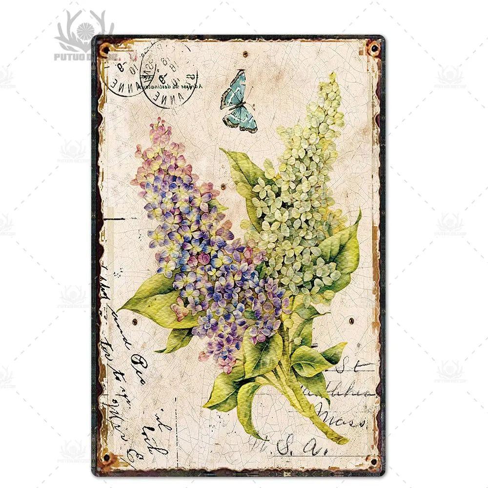 Оловянная вывеска в прованском стиле, французское деревенское металлическое настенное искусство 20x30 см