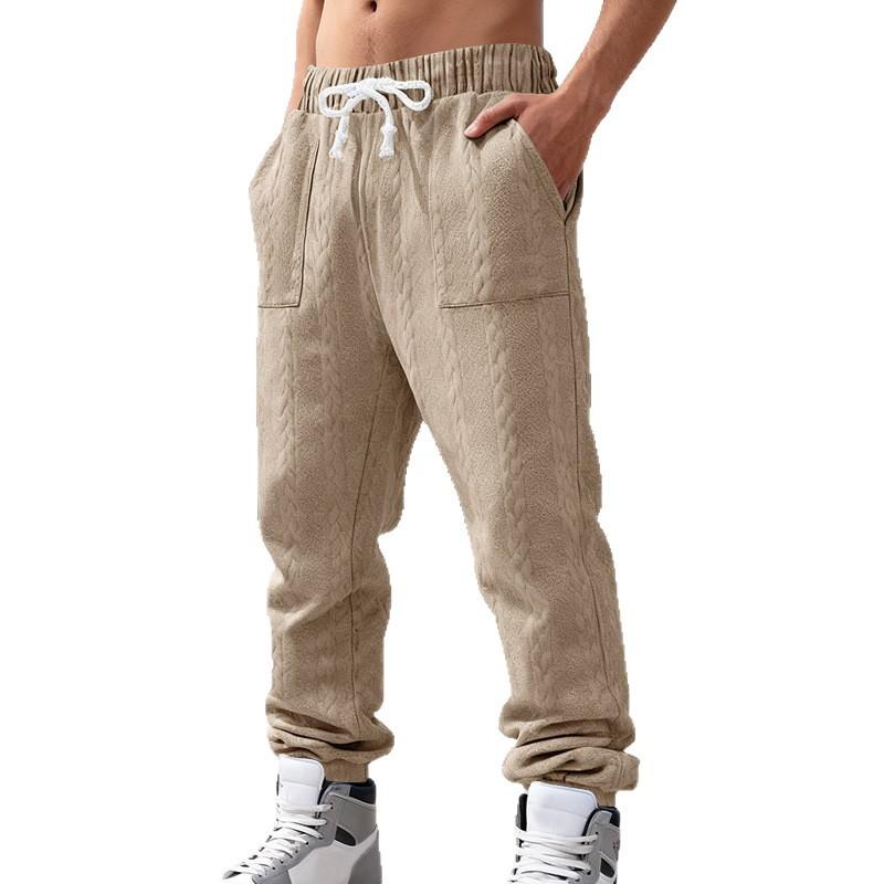 Autumn Winter New Jacquard Men's Loose Fit Jogger Pants Men's Cuffed Sweatpants Trousers