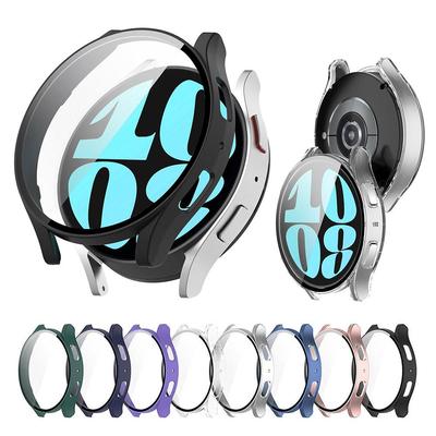 Защитный чехол из ПК + закаленного стекла для Samsung Galaxy Watch 6, 40 мм, 44 мм, полноэкранный защитный чехол