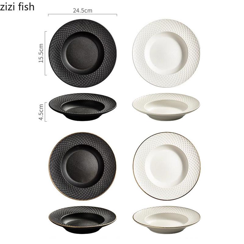 Креативная текстура Керамическая глубокая тарелка Ресторанная толстая суповая тарелка Салатная тарелка Тарелки для пасты Молекулярная пищевая специальная посуда