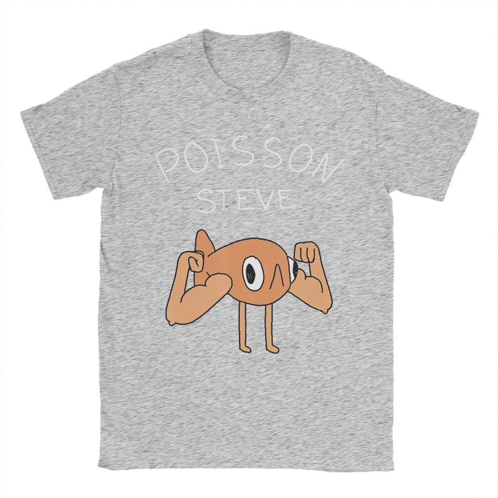 Fish Le Poisson Steve Meme Men T Shirt Casual Tee Shirt Short Sleeve Round Neck T-Shirts Pure Cotton Birthday Present Clothes