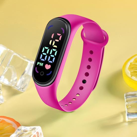 Студенческие детские электронные часы, модный водонепроницаемый спортивный браслет со светодиодным дисплеем, закругленный циферблат, регулируемый силиконовый ремешок, цифровые детские часы