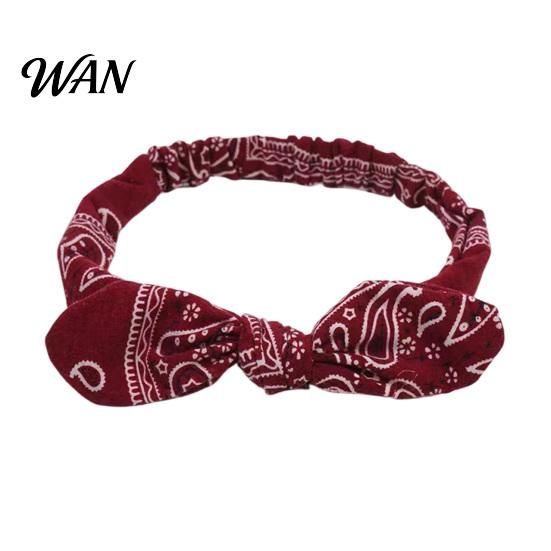 Comfortable Headband Elastic Rabbit Ear Knot Design Hair Wrap Secure Fit Wave Boosting Compression Band Paisley Pattern Headwrap