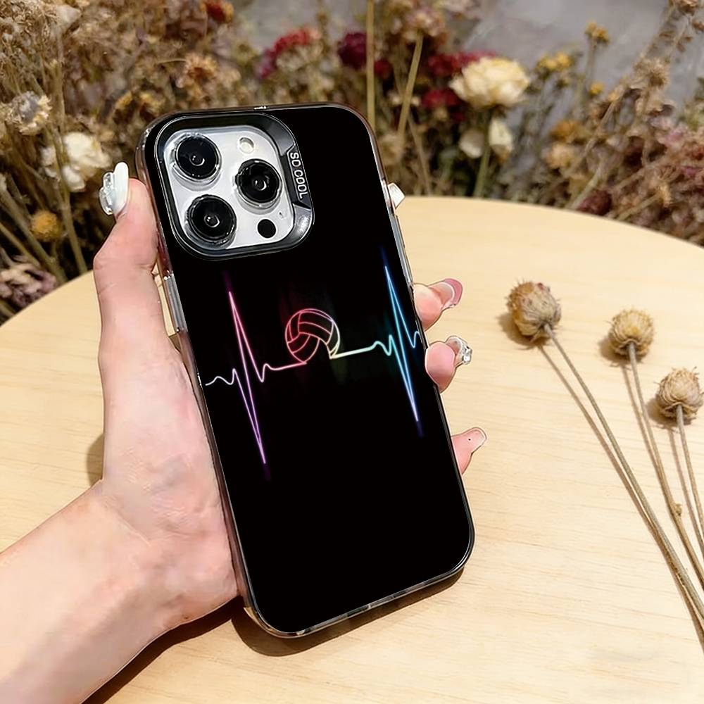 Волейбольный расписной чехол для телефона для iPhone 17,16,15,14,13,12,11 Plus,Pro Max,XS,Красочный серебристый чехол для телефона Funda Cover