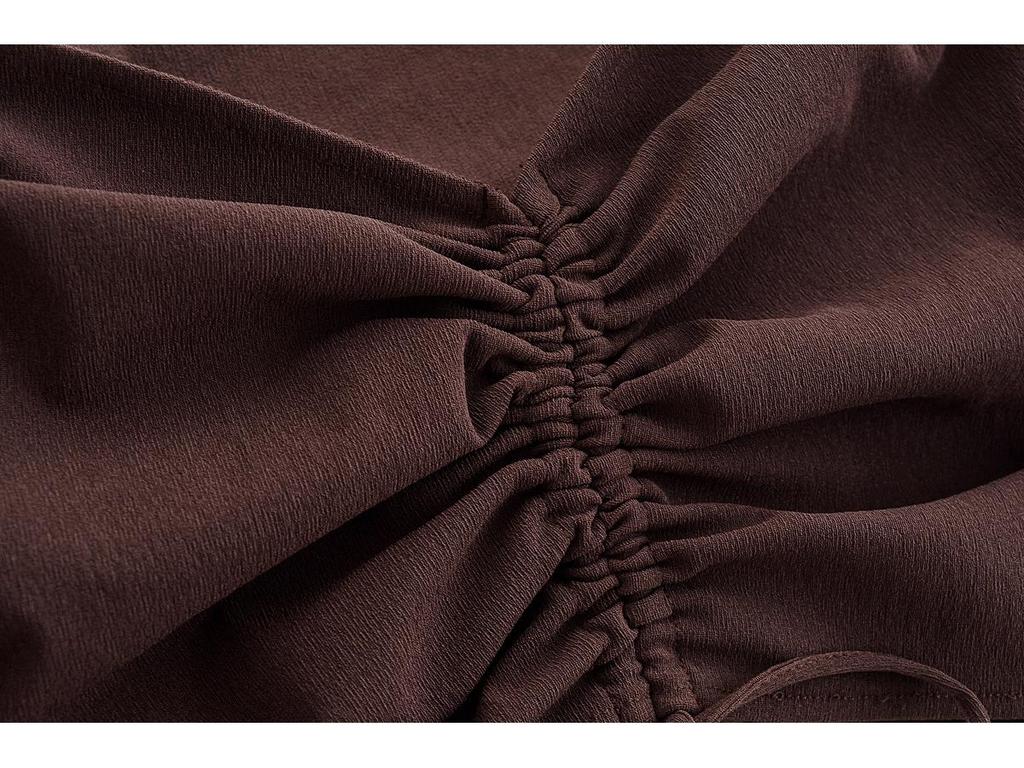 Весна 2025 Женский комплект в европейском и американском стиле: плиссированный топ и эластичные длинные брюки