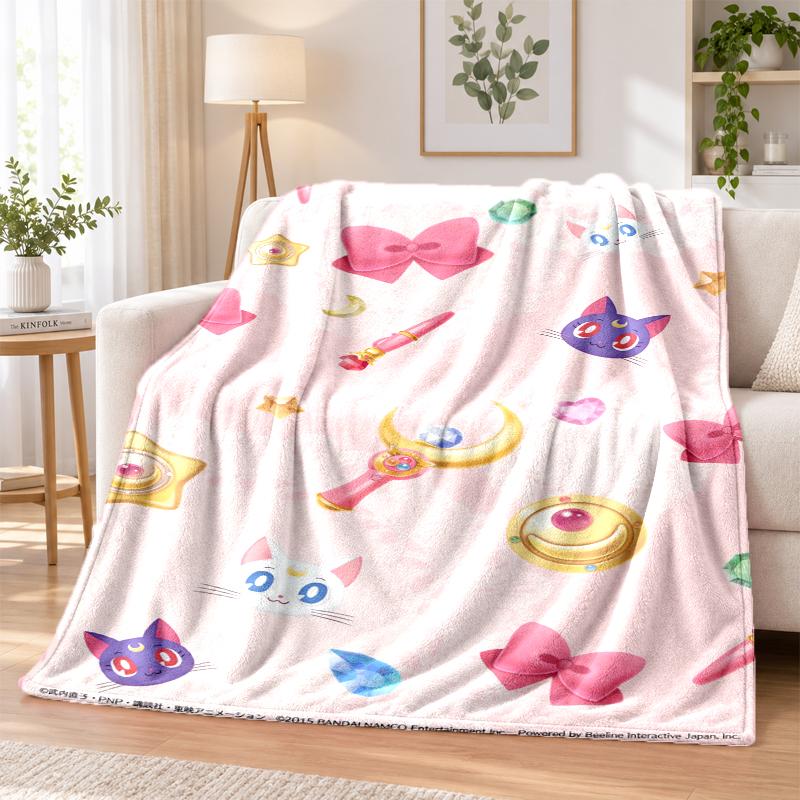 Sailor Moon Flannel Throw Blanket Soft Warm Cozy For Sofa Bed Indoor Home Bedroom Use