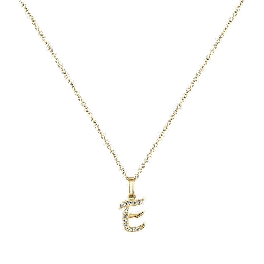 Европейское и американское простое и модное женское ожерелье с 26 заглавными буквами, позолоченное 14-каратным серебром, аксессуары для ожерелья с микро-набором циркония