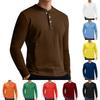 Men's Casual Button-Down Sweatshirt Solid Color Long-Sleeved Shirt Pullover