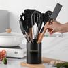 Black Silicone Kitchenware 10-Piece Set: Non-Stick Cooking Spatulas and Spoons