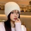 Womens Winter Knit Beanie Hat With Ear Protection Warm Rabbit Fur Blend Solid Color Chic Casual Cap