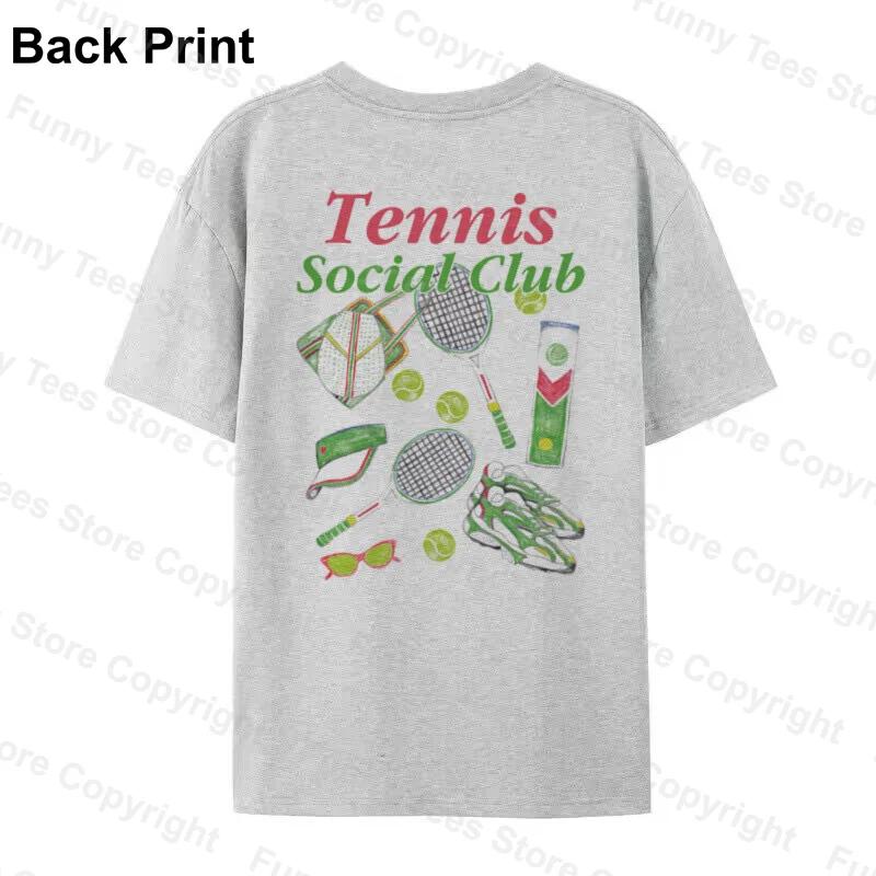 Retro Preppy Tennis Club TShirt Y2k Aesthetic Tennis Lover T Shirt Unisex Unisex Cotton Streetwear Graphic Tees Fashion Summer Tops
