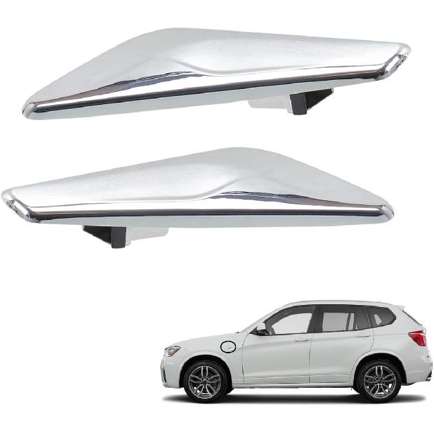 Front Side Fender Trim Chrome Finisher Side Marker Emblem Moulding fits BMW X3 X4 F25 F26 Replaces# 51117338569 51117338570