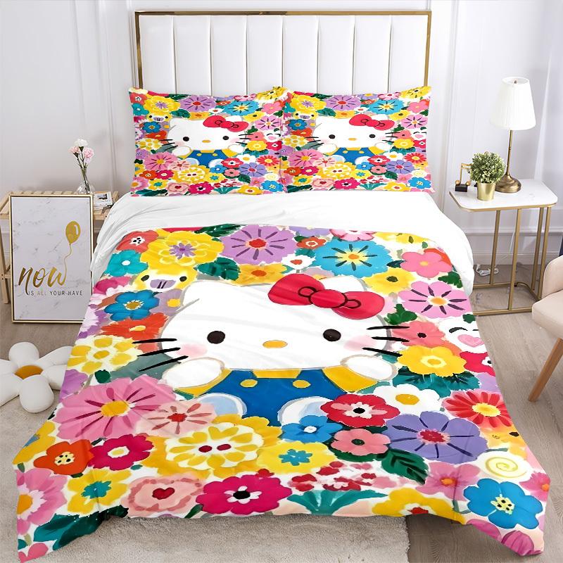 3pcs Hello Kitty Duvet Cover Set,  Includes 1 Duvet Cover and 1/2 Pillowcases (No Insert) yy251104242
