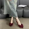 2024 Women's High Heels Spring and Autumn Bow Imitation Suede Velvet Luxury Designer Women's Shoes