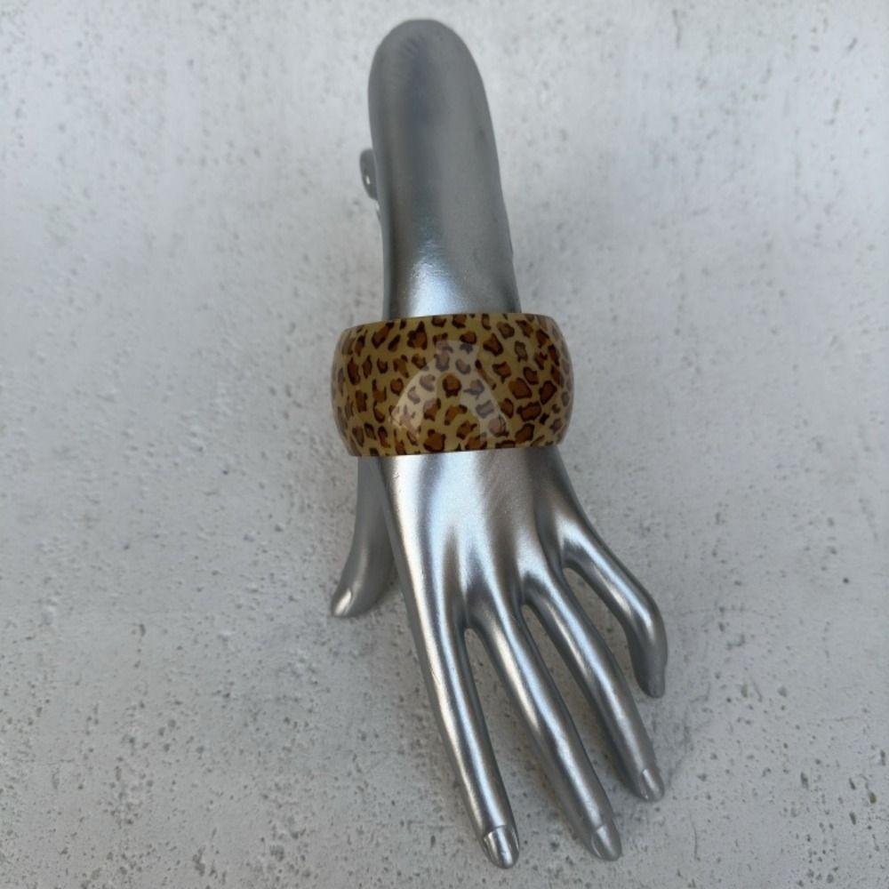 Европейско-американский стиль Леопардовый принт Манжеты-браслеты из смолы Преувеличенный браслет Широкий открытый браслет Подарок