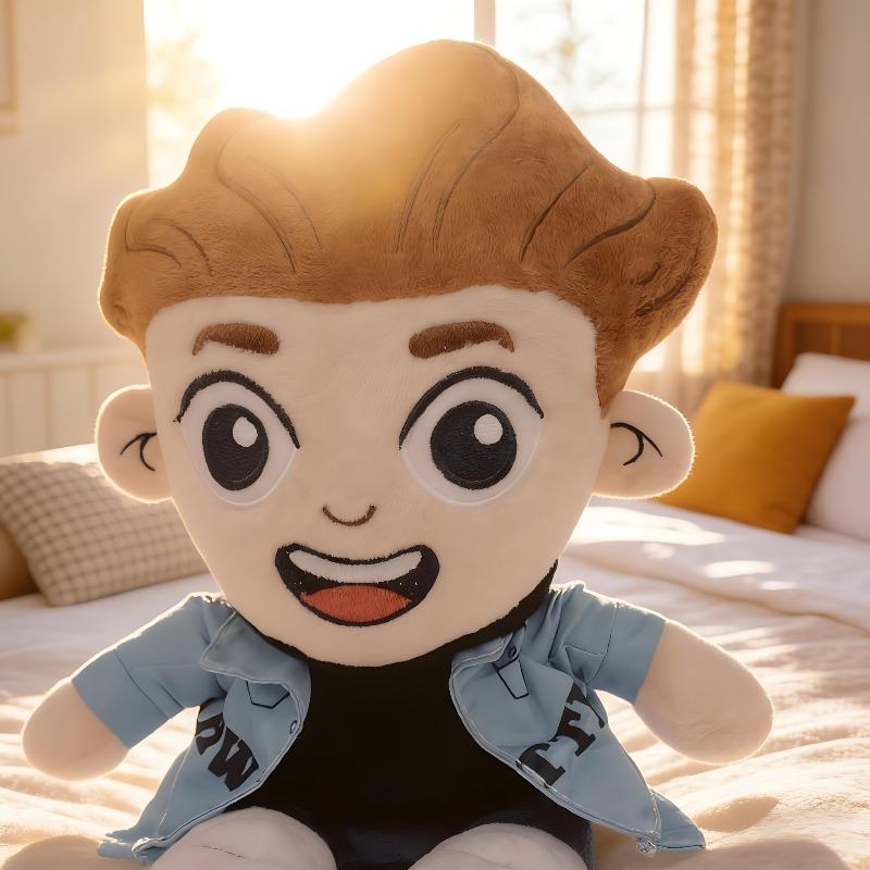 Miniso Plush Doll Cute Cartoon Character Plush Toy Soft Plush Doll with WHATs POPPIN Text