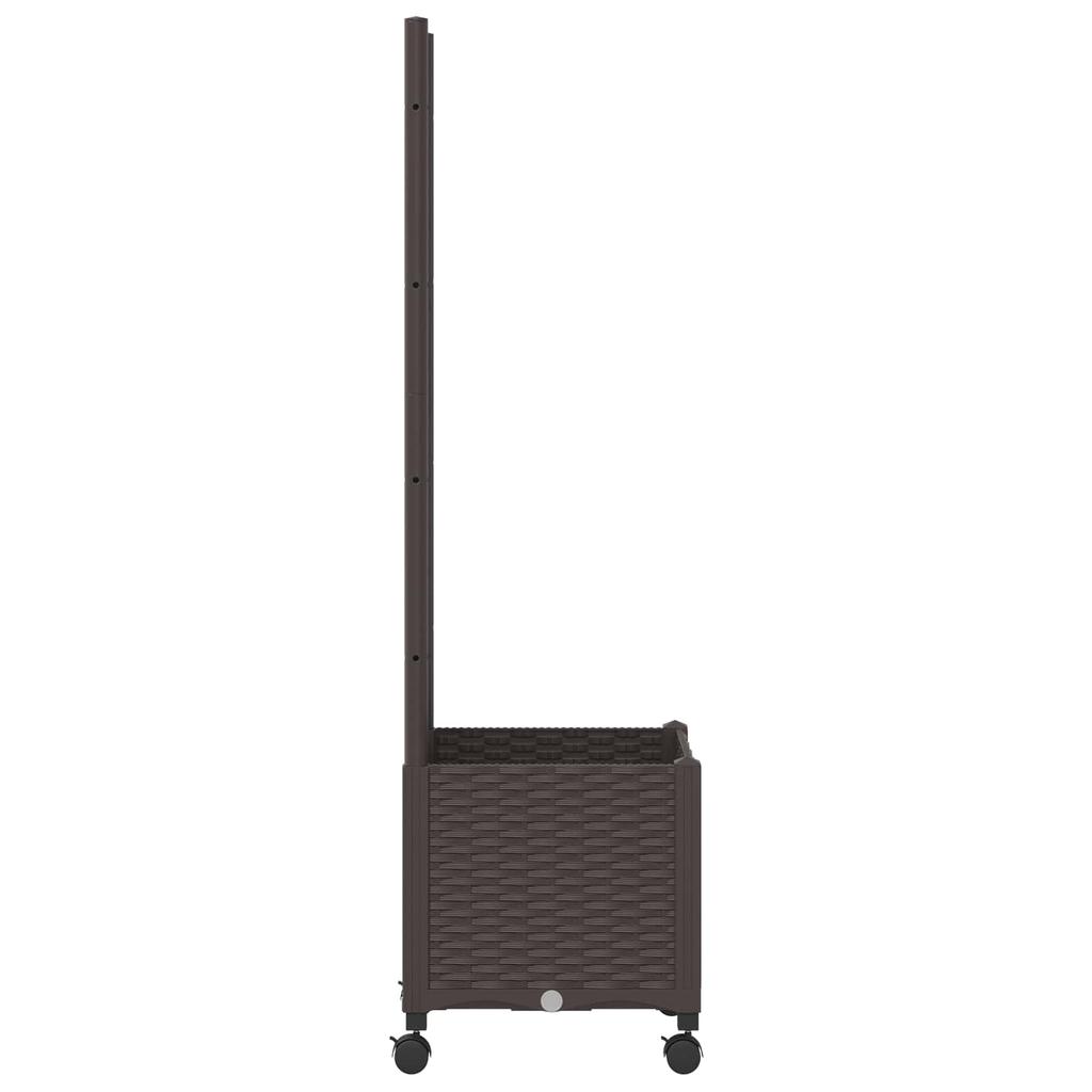 Planter with Trellis and Wheels Brown 40 x 40 x 146 cm PP
