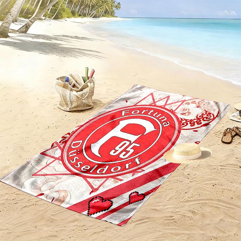 Пляжное полотенце с принтом Fortuna Düsseldorf, Большое мягкое быстросохнущее полотенце для пляжа, кемпинга, плавания