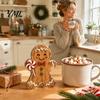 Holiday Tabletop Decor Christmas Wooden Gingerbread Man Decor, Rustic Gingerbread, Candy Cane House Figurines, Xmas Fireplace Mantle Ornaments