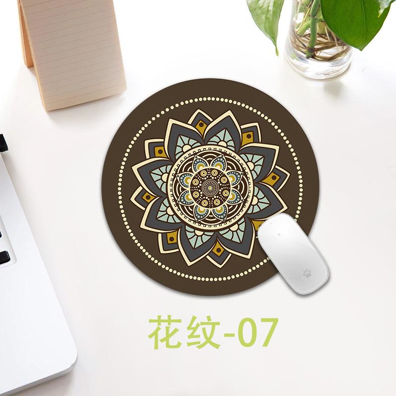 Ethnic Style Pattern Round Small Creative Thickened Mouse Pad Keyboard Pad Office Cup Table Mat Production