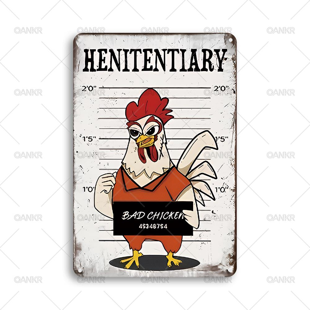 Vintage Metal Tin Sign Ideal Gift x Inch Funny Bad Chicken Metal Signs for Garage Farm Bar Garden Home Wall Decor Plaque