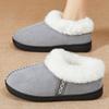 Women  Winter Warm Fur Indoor Home Slippers Women Faux Suede Closed Toe Couple Slippers Woman Comfort Soft Sole House Shoes Slides