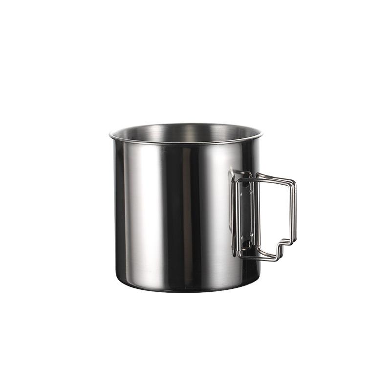 Стакан для воды из нержавеющей стали 304, многофункциональная металлическая походная кружка, однослойная складная ручка, пивная кружка