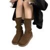 French platform matte two-wear medium boots women's shoes autumn 2025 new western cowboy boots round head knight boots