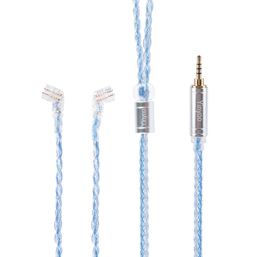 Yinyoo Earphone Cable 2pin QDC YYX4849 Silver Plated Wire 16 Core Earphone Replacement Cable 4 Pole Balanced Headphone Replacement Cable Audio