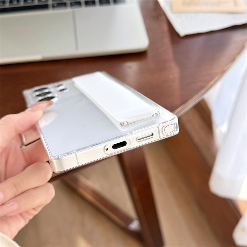 Роскошный матовый эластичный силиконовый ремешок для телефона Samsung S25 S24 S23 Ultra S25 Plus Жесткий ПК Прозрачный противоударный чехол