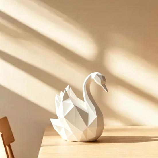 Desktop Ornament Minimalist Geometric Design 3D Printed Swan Sculpture Versatile Decorative Figurine Room Decor
